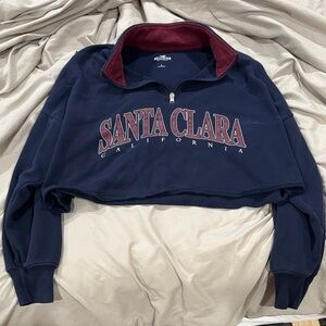 Hollister Navy and Burgundy Cropped Jacket